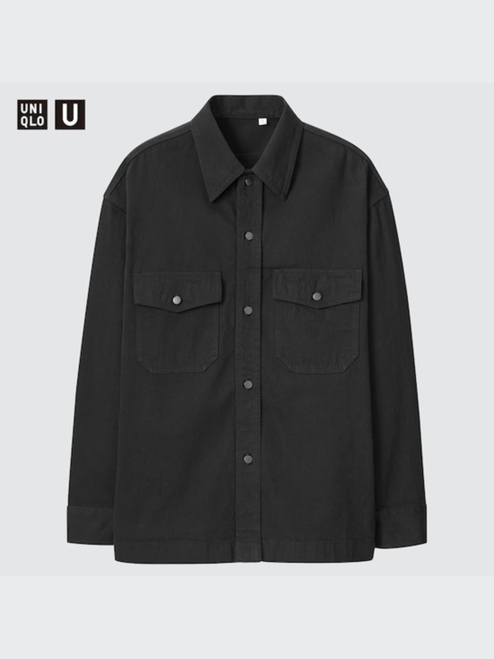 UNIQLO U Men Denim Oversized Long Sleeve Shirt Black Utility Shacket Size XL